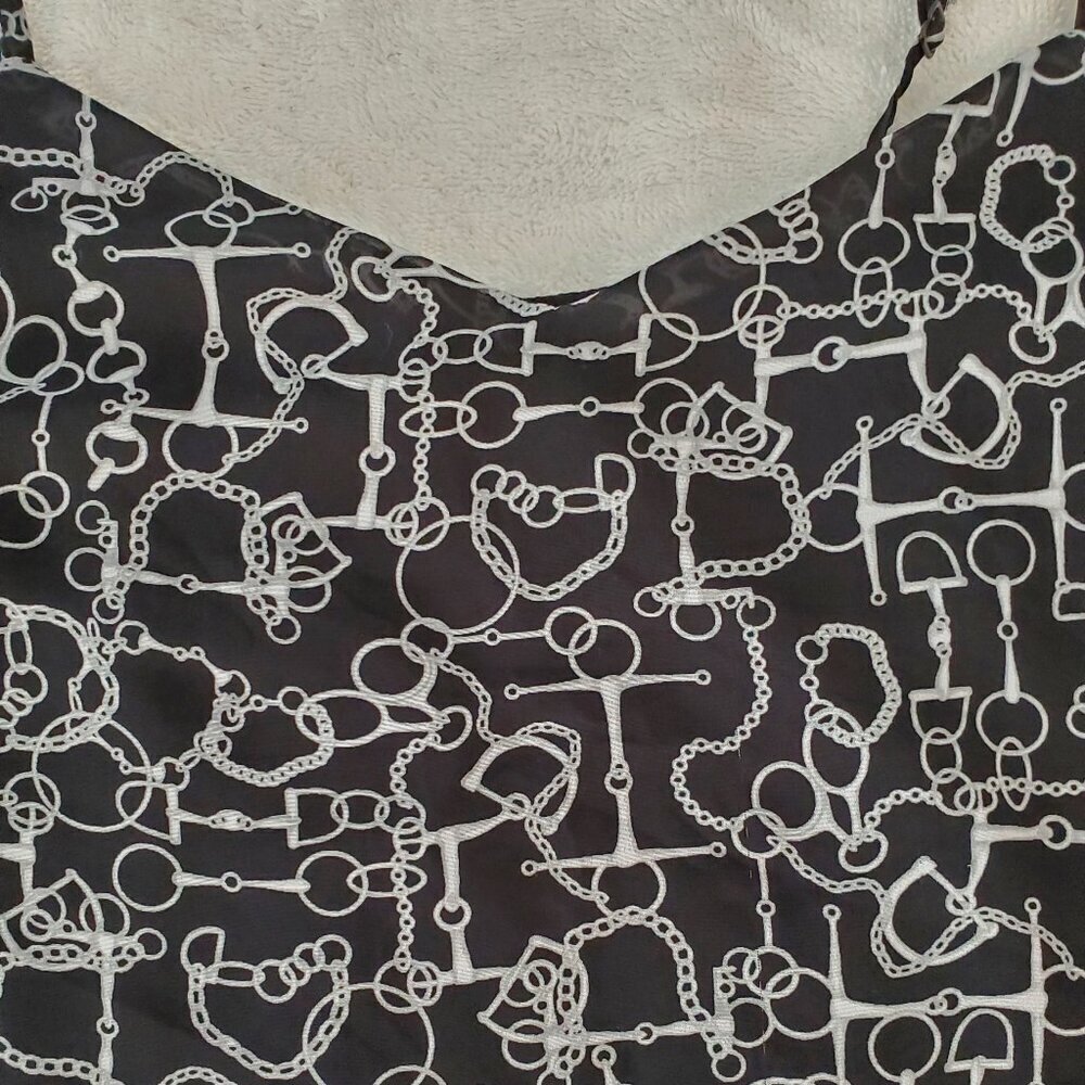 New York & Company Black & White Chain Link Print Camisole Blouse S V-Neck - Picture 8 of 10